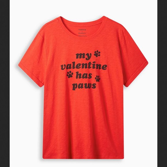 Torrid MY VALENTINE HAS PAWS Red Tee Plus 5X-28 - Picture 1 of 3